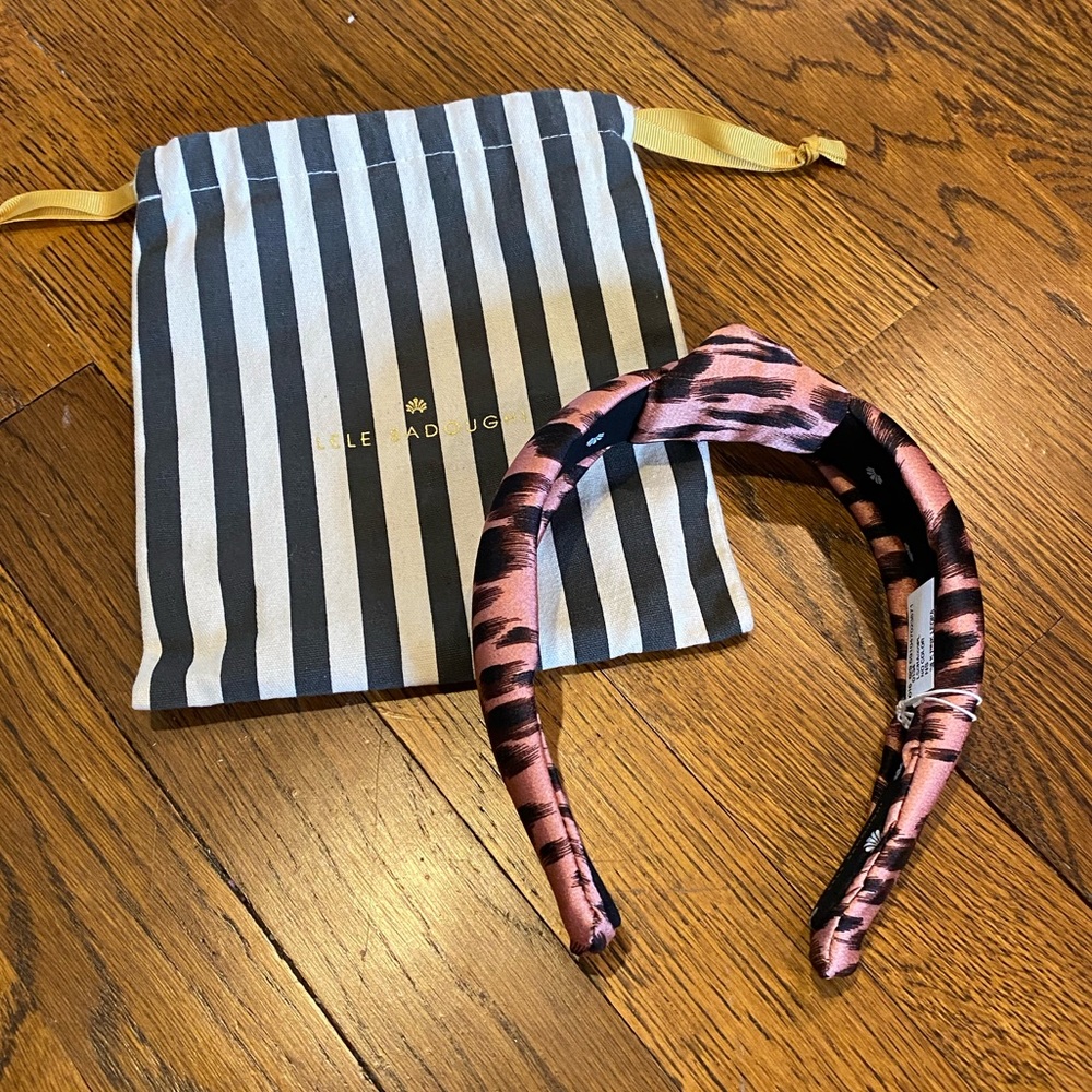 Lele Sadoughi pink leopard headband